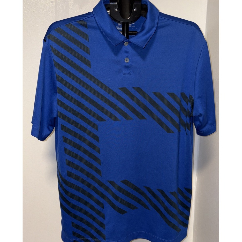 Nike Golf Tour Performance Short Sleeve Polo Shirt Men's Size Large Blue/Black